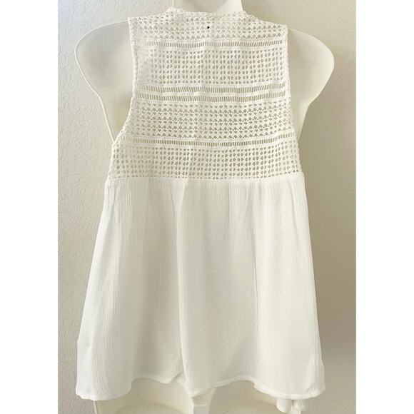 Roxy Crocheted Sleeveless Spirt Bird Vest Off White Adjustable Tie Size XS - Picture 5 of 7
